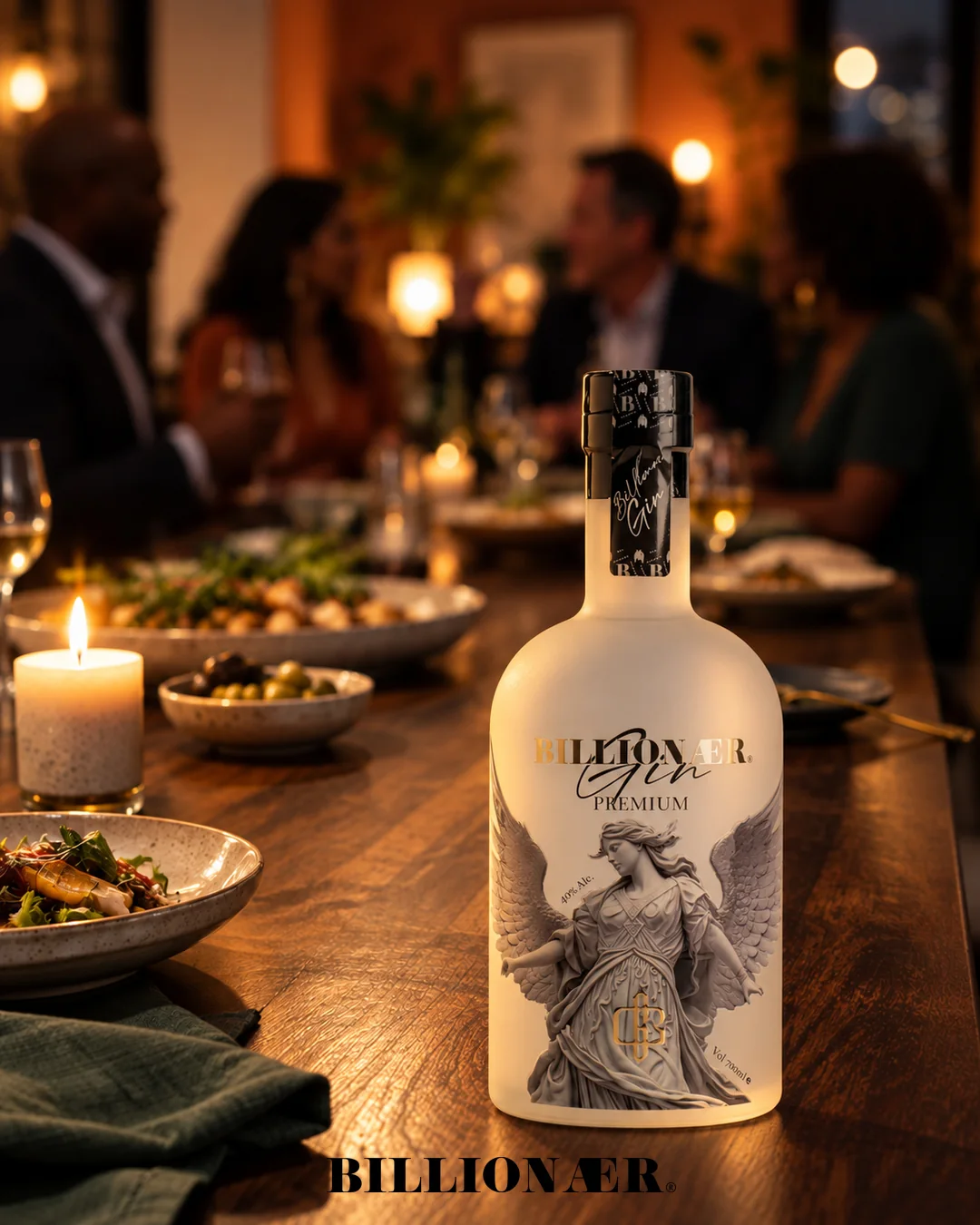 BILLIONAER Gin campaign artwork — Dinner