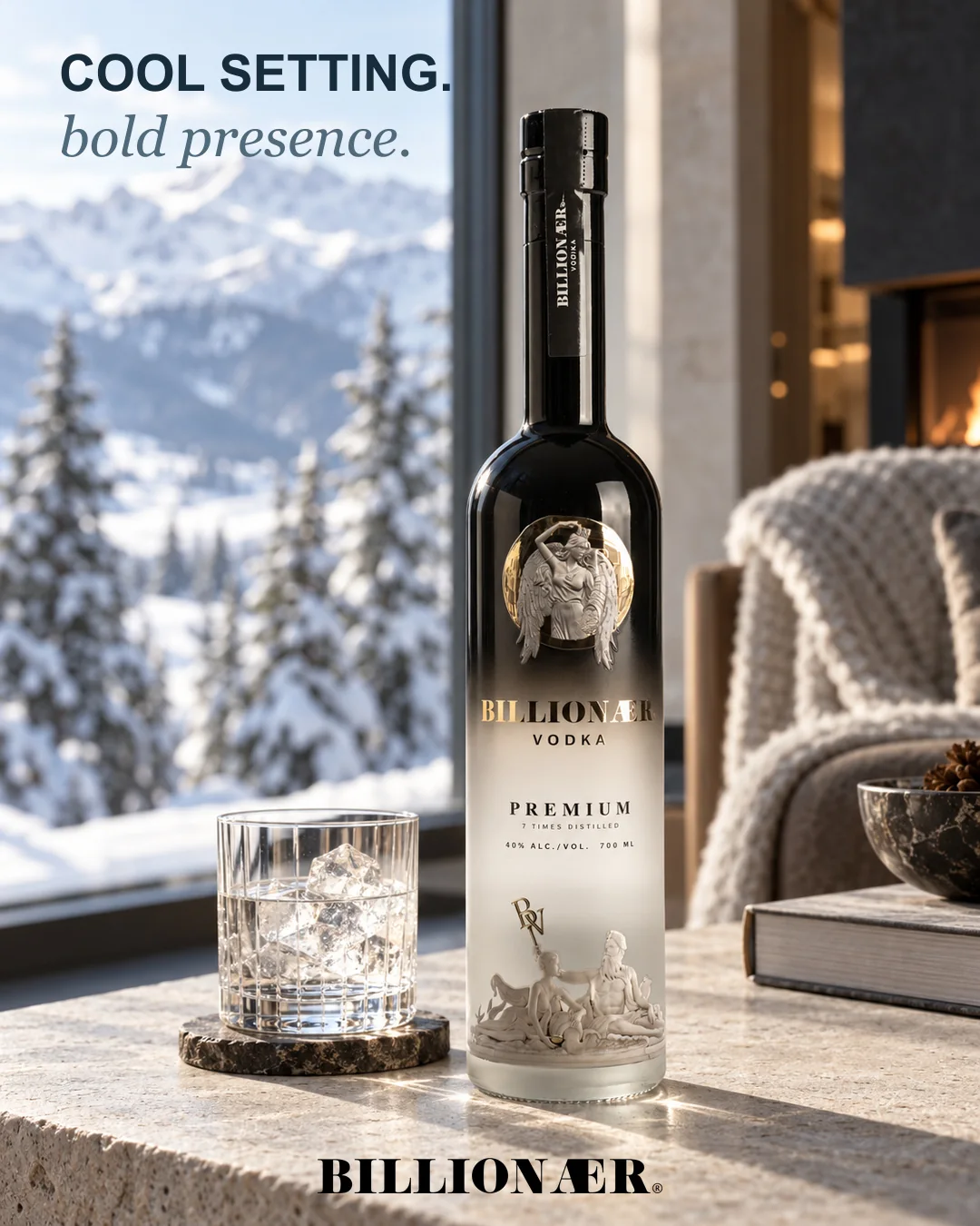 BILLIONAER Vodka campaign artwork — Alpine