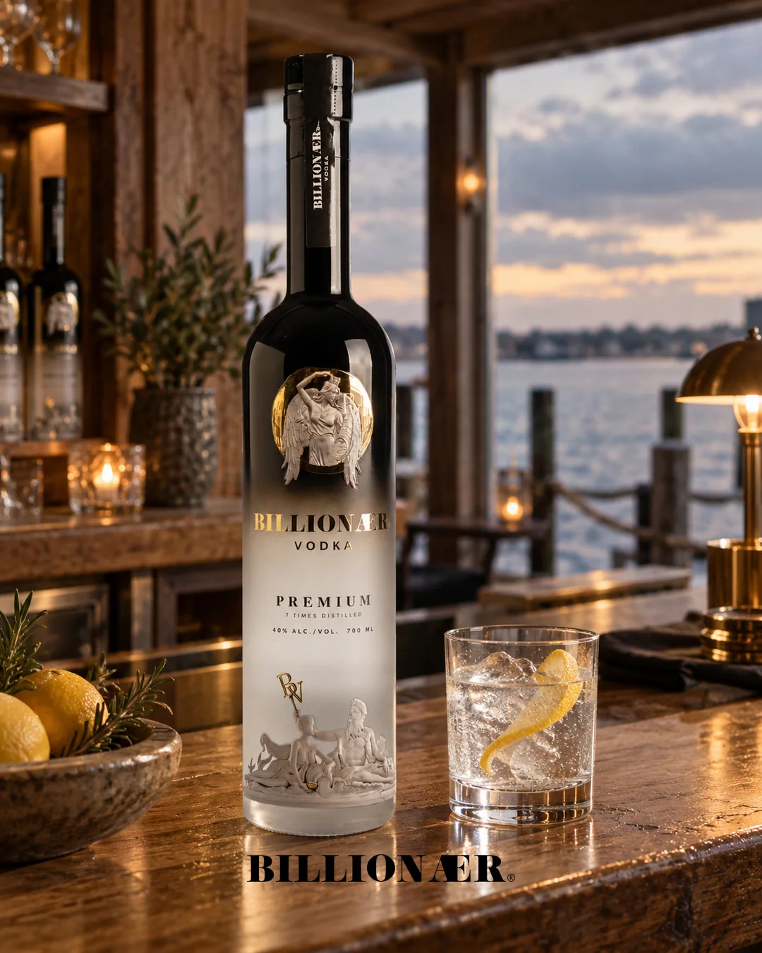 BILLIONAER Vodka campaign artwork — Waterfront