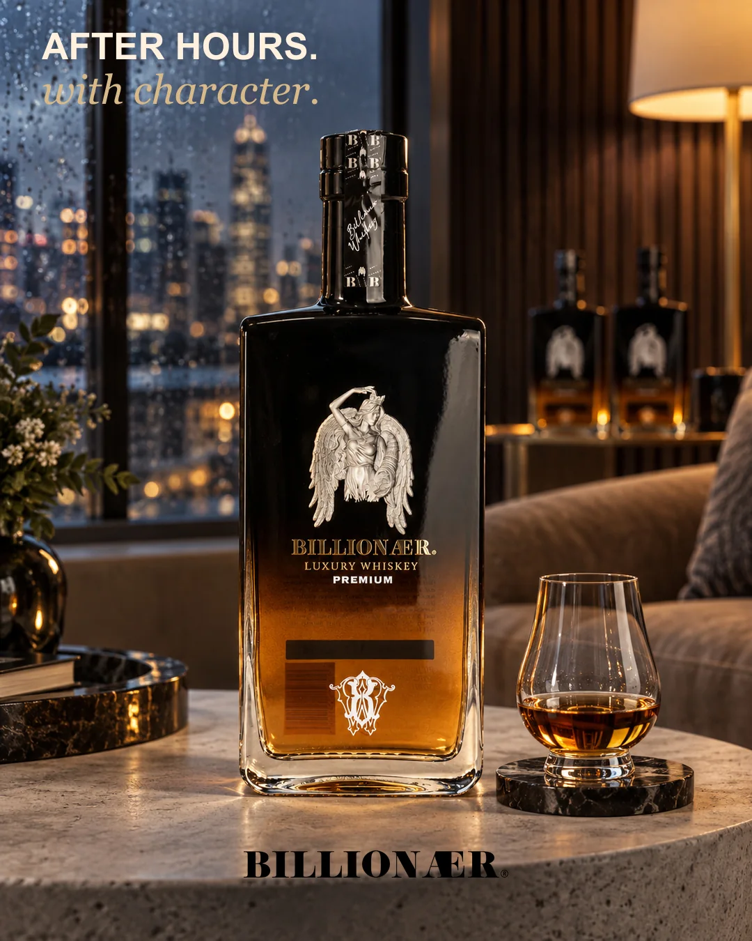 BILLIONAER Whiskey campaign artwork — Rain Window